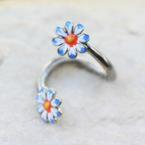 316L Stainless Steel Daisy Flower Cartilage Twist Jewelry-1